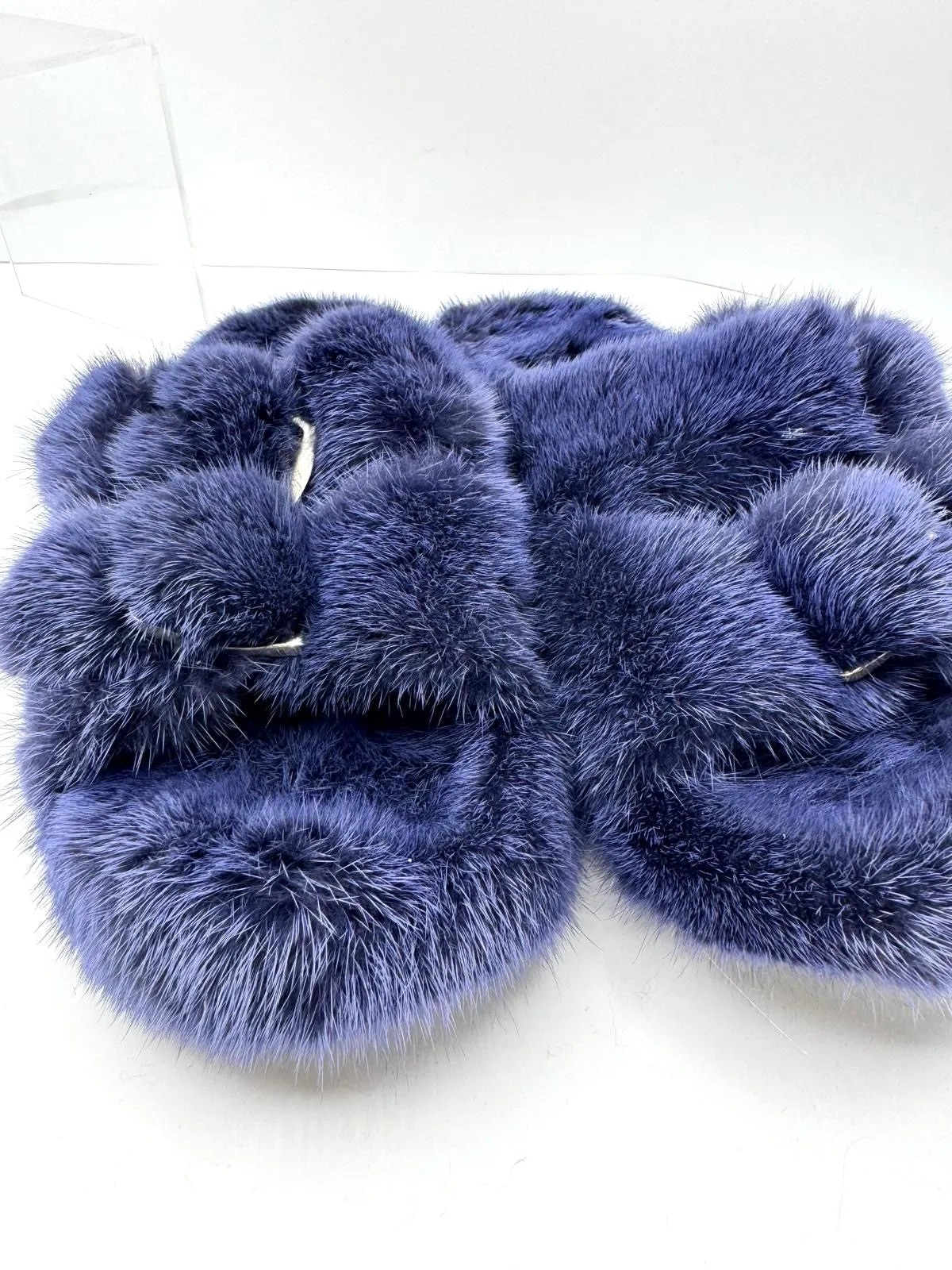 HIPCHIK COUTURE LUXE MINK SLIDE SANDALS