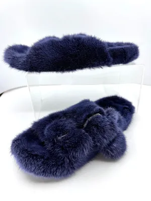 HIPCHIK COUTURE LUXE MINK SLIDE SANDALS