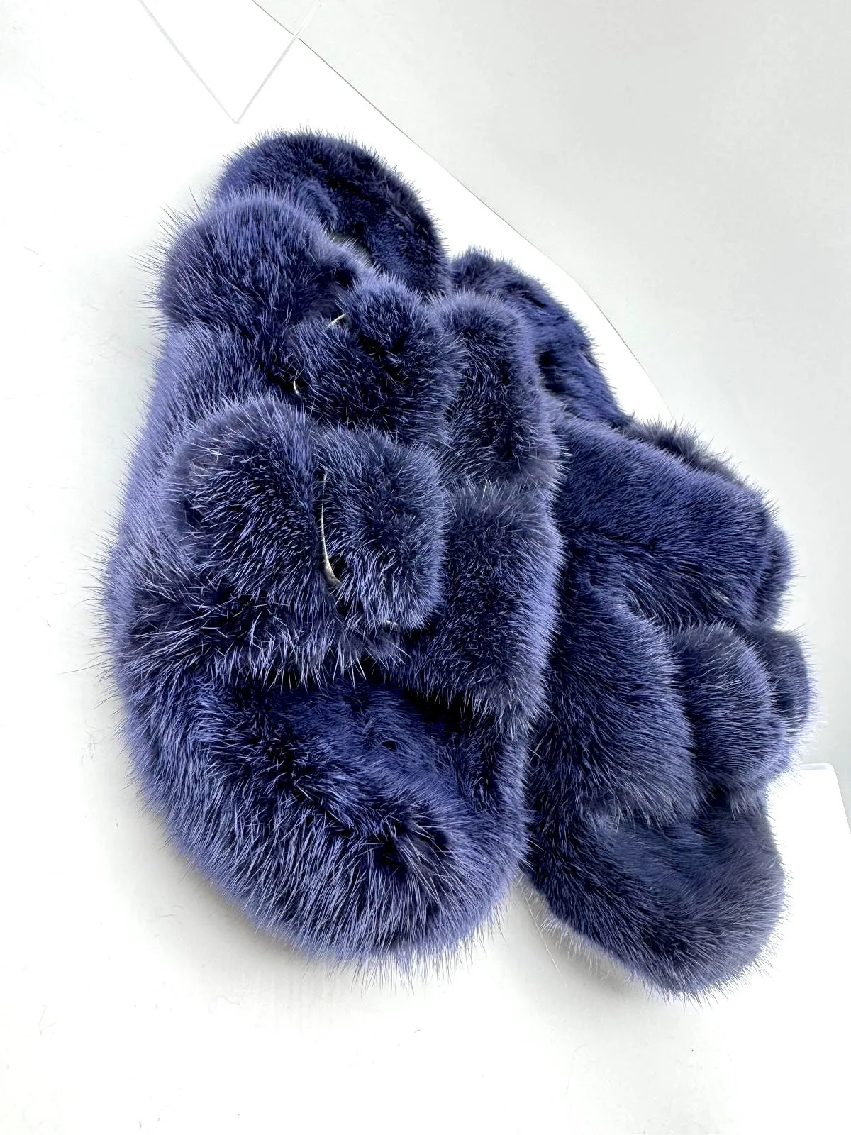 HIPCHIK COUTURE LUXE MINK SLIDE SANDALS