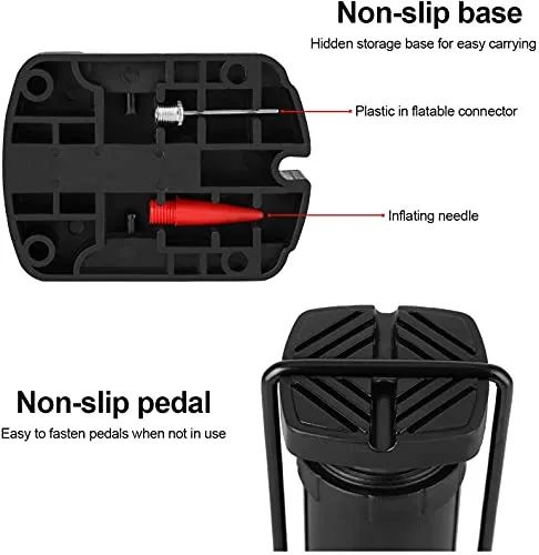 Home Brilliant Mini Bike Pump, Portable Bicycle Tire Pump Fits Presta and Schrader Valve Aluminum Alloy Barrel Gas Needle Bike Floor Pump for Basketballs, Footballs, Racing Bike, Mountain Bike