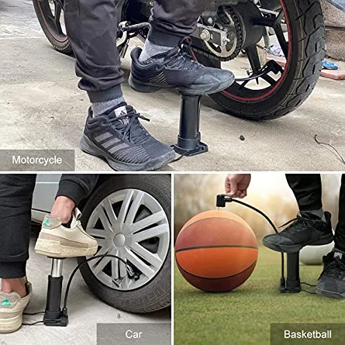 Home Brilliant Mini Bike Pump, Portable Bicycle Tire Pump Fits Presta and Schrader Valve Aluminum Alloy Barrel Gas Needle Bike Floor Pump for Basketballs, Footballs, Racing Bike, Mountain Bike