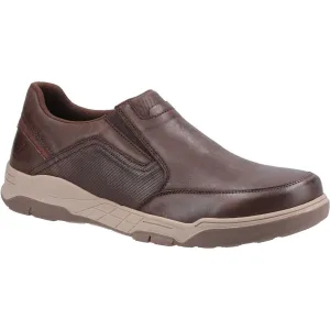 Hush Puppies Fletcher Men's Casual Leather Slip On Shoe Coffee