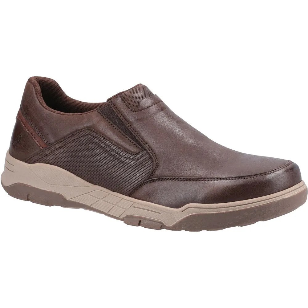 Hush Puppies Fletcher Men's Casual Leather Slip On Shoe Coffee