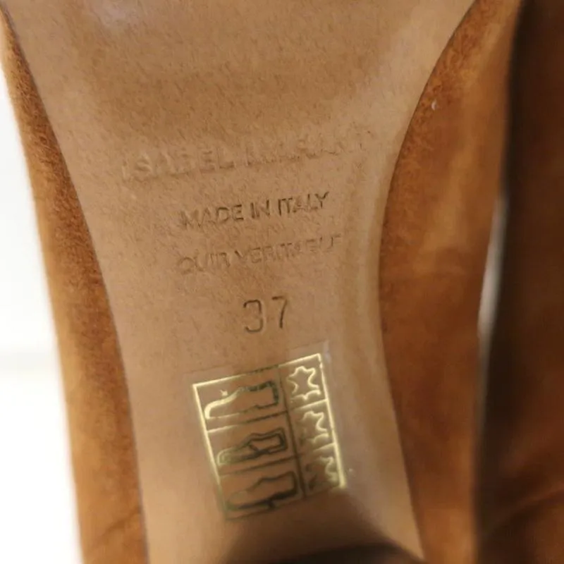 Isabel Marant Ankle Boots Lystal Cognac Suede Size 37 High Heel NEW