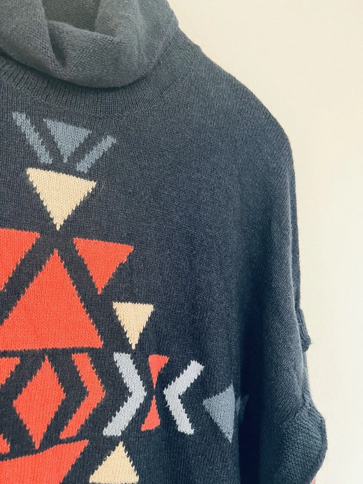 J. JILL Aztec Turtleneck  Sweater Sz S Doleman Sleeve Tunic Botton Boho Western