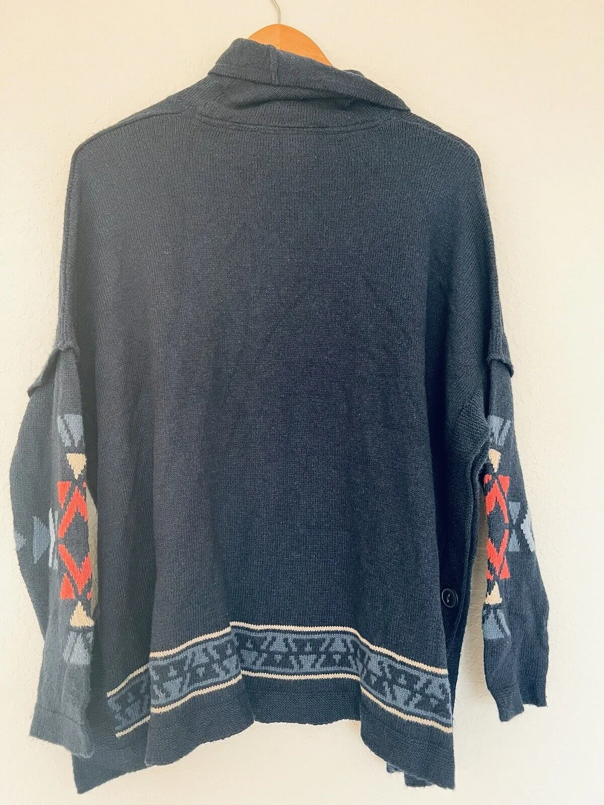 J. JILL Aztec Turtleneck  Sweater Sz S Doleman Sleeve Tunic Botton Boho Western