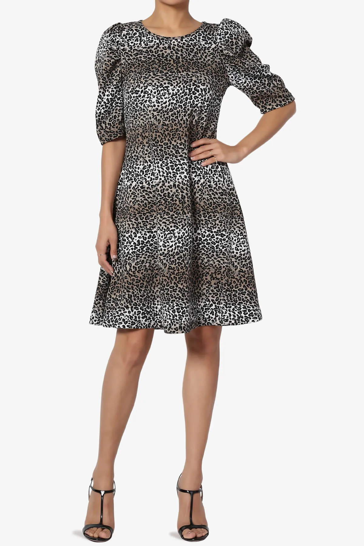 Johnny Puff Sleeve Animal Print Dress