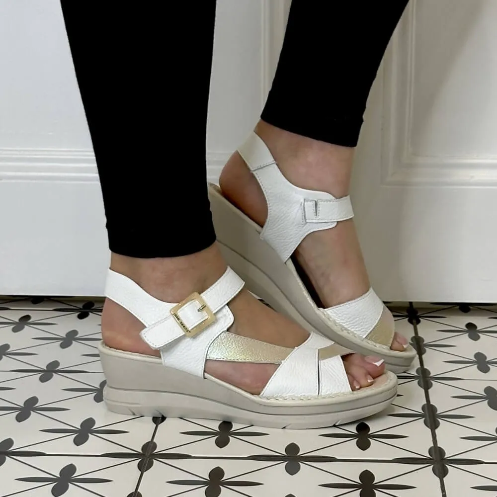 Jose Saenz Wedge Sandal 4217-I -White Beige