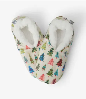 Little Blue House Christmas trees Women warm & cozy slippers