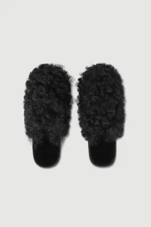 Lounge slippers - Shearling - Black