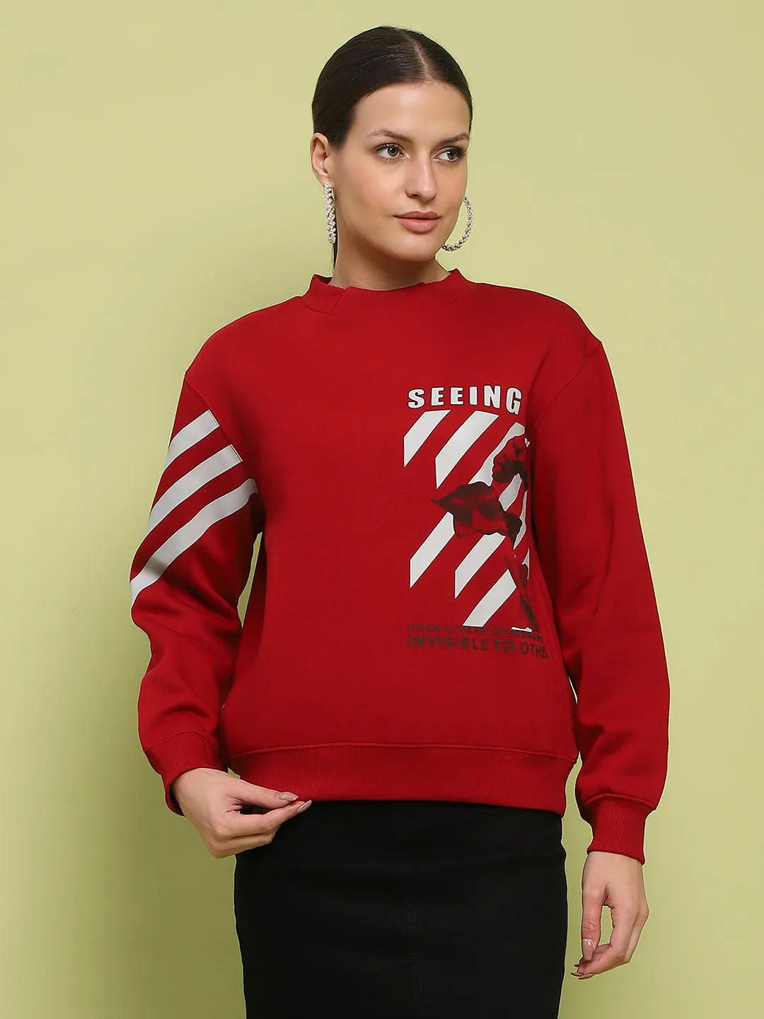Madame Graphic Print Cotton Blend Red Sweatshirt