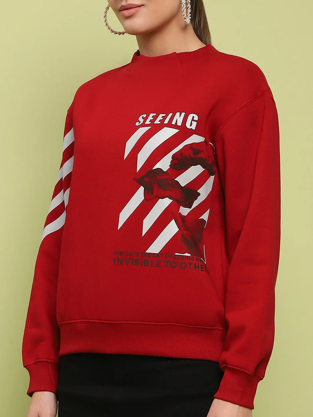 Madame Graphic Print Cotton Blend Red Sweatshirt