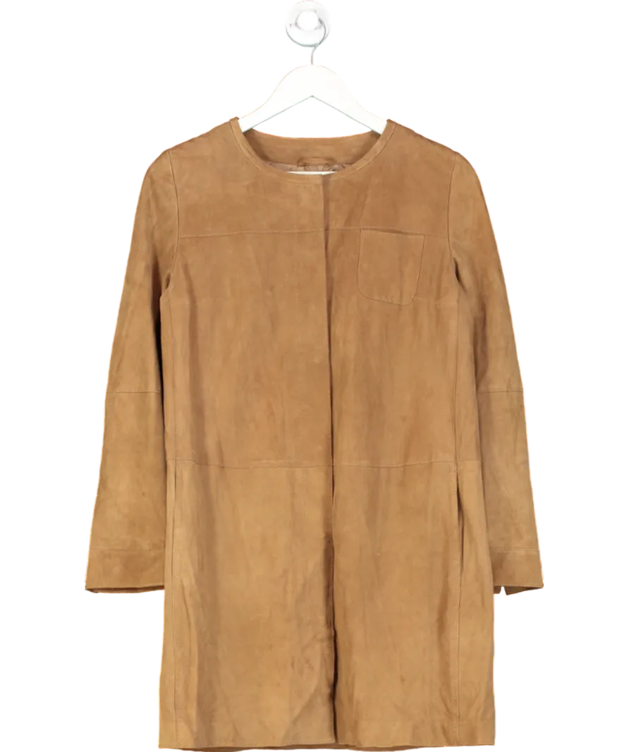 Max Mara Brown Suede Effect Light Jacket UK 8