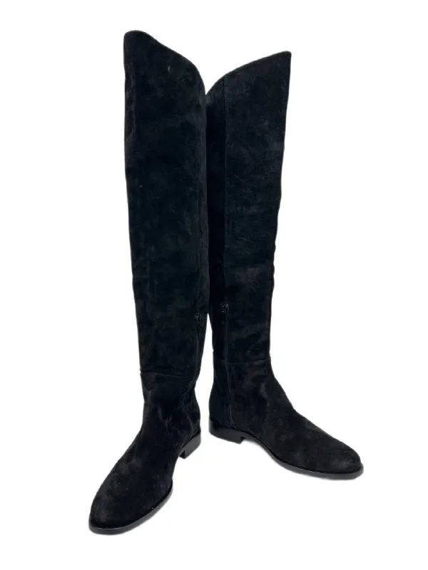 Max Mara Women's Nero Cuneo Suede Knee Boots Size 7 NWB