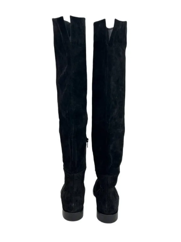 Max Mara Women's Nero Cuneo Suede Knee Boots Size 7 NWB
