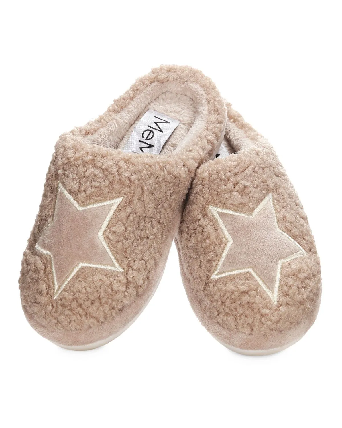 Memoi Kids Embroidered Shaggy Star Non-Skid Slippers - Mks-0005