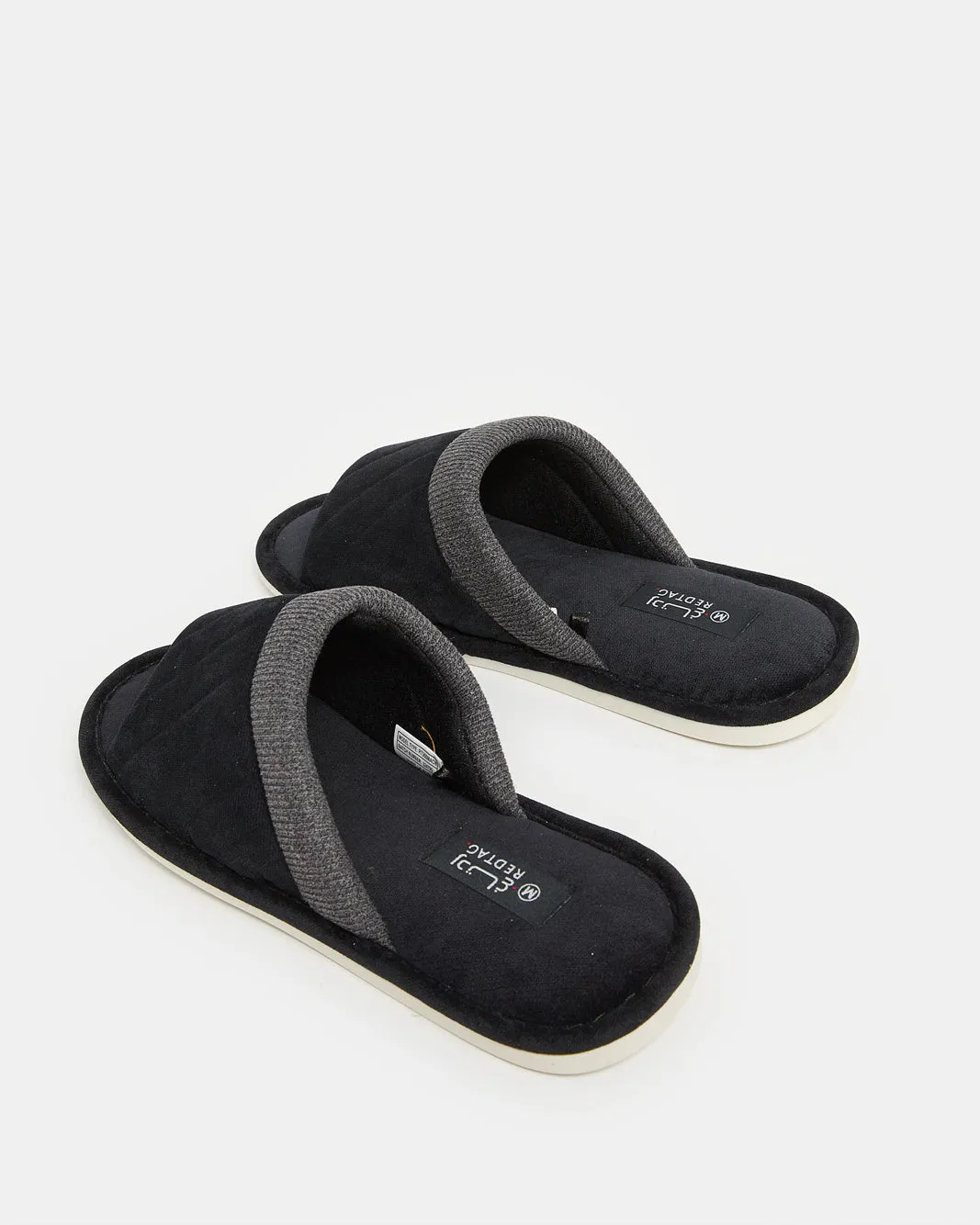 Men Black Textured Slipper