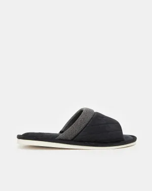Men Black Textured Slipper