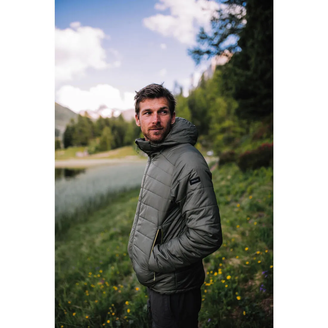 Men's Synthetic Mountain Trekking Hooded Padded Jacket - MT100 - 5°C