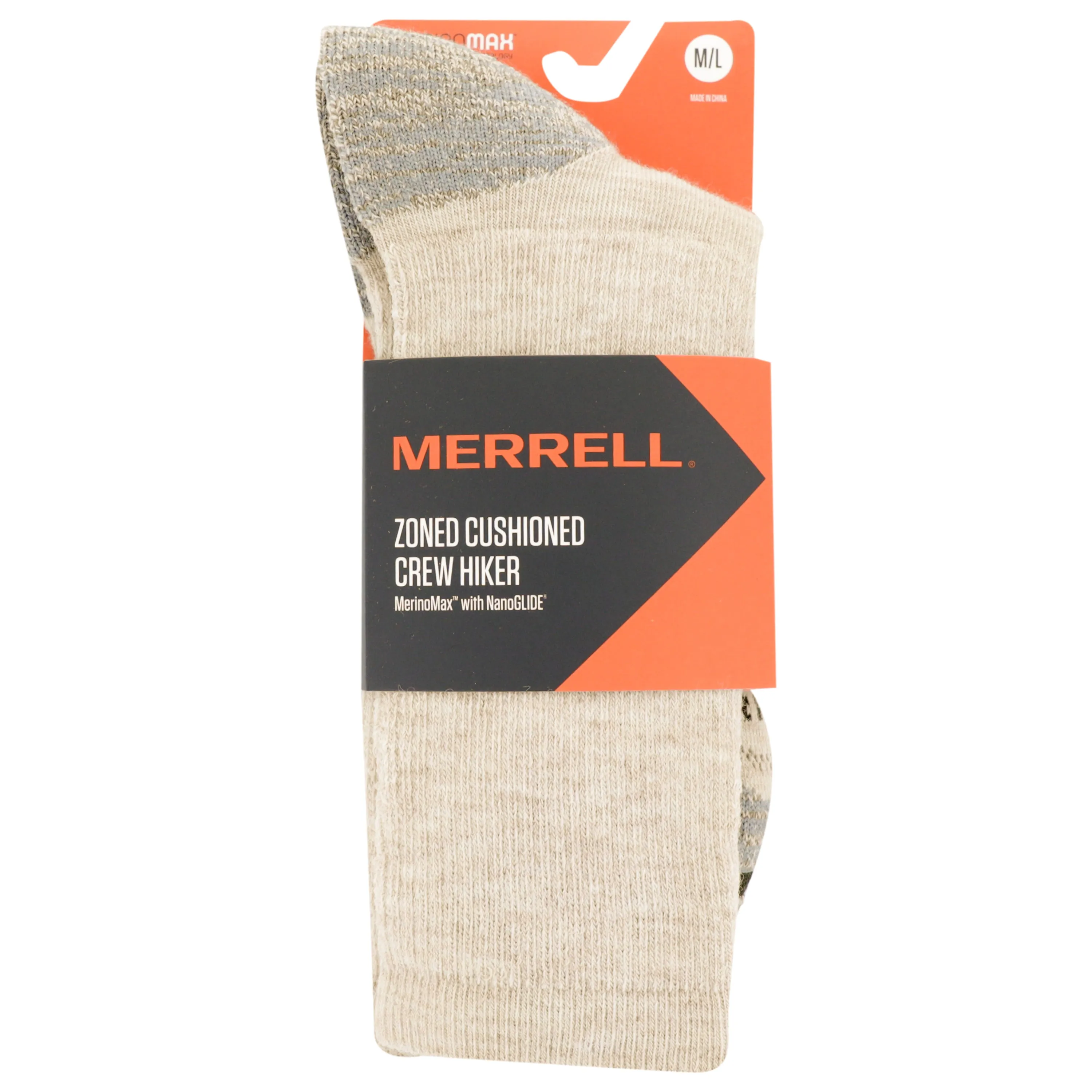 Merrell Merino Wool Zone Cushion Comfort Hiking Crew Sock with Blister Protection and Fast Dry Moisture Wicking