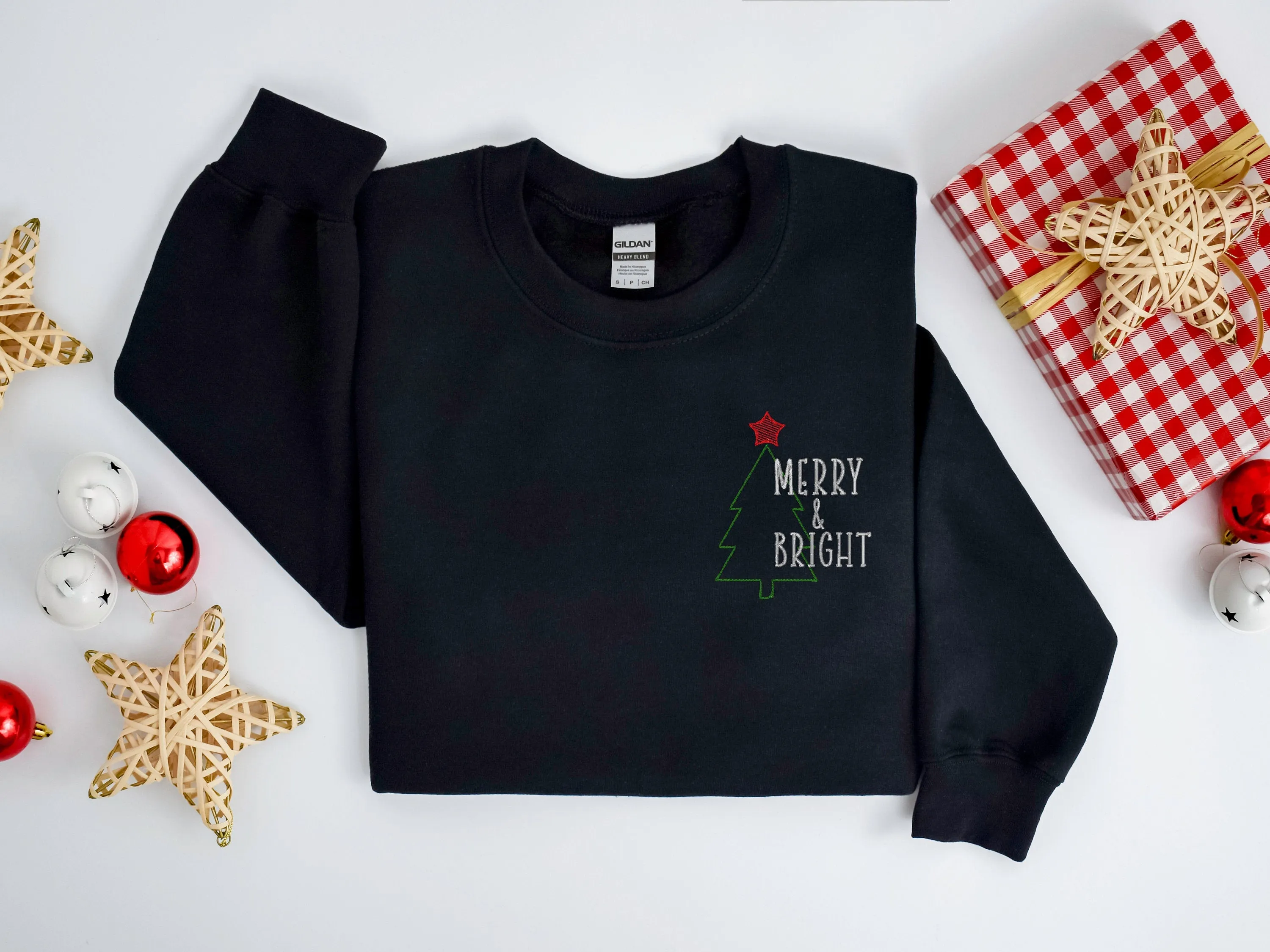 Merry & Bright Embroidered Christmas Crewneck