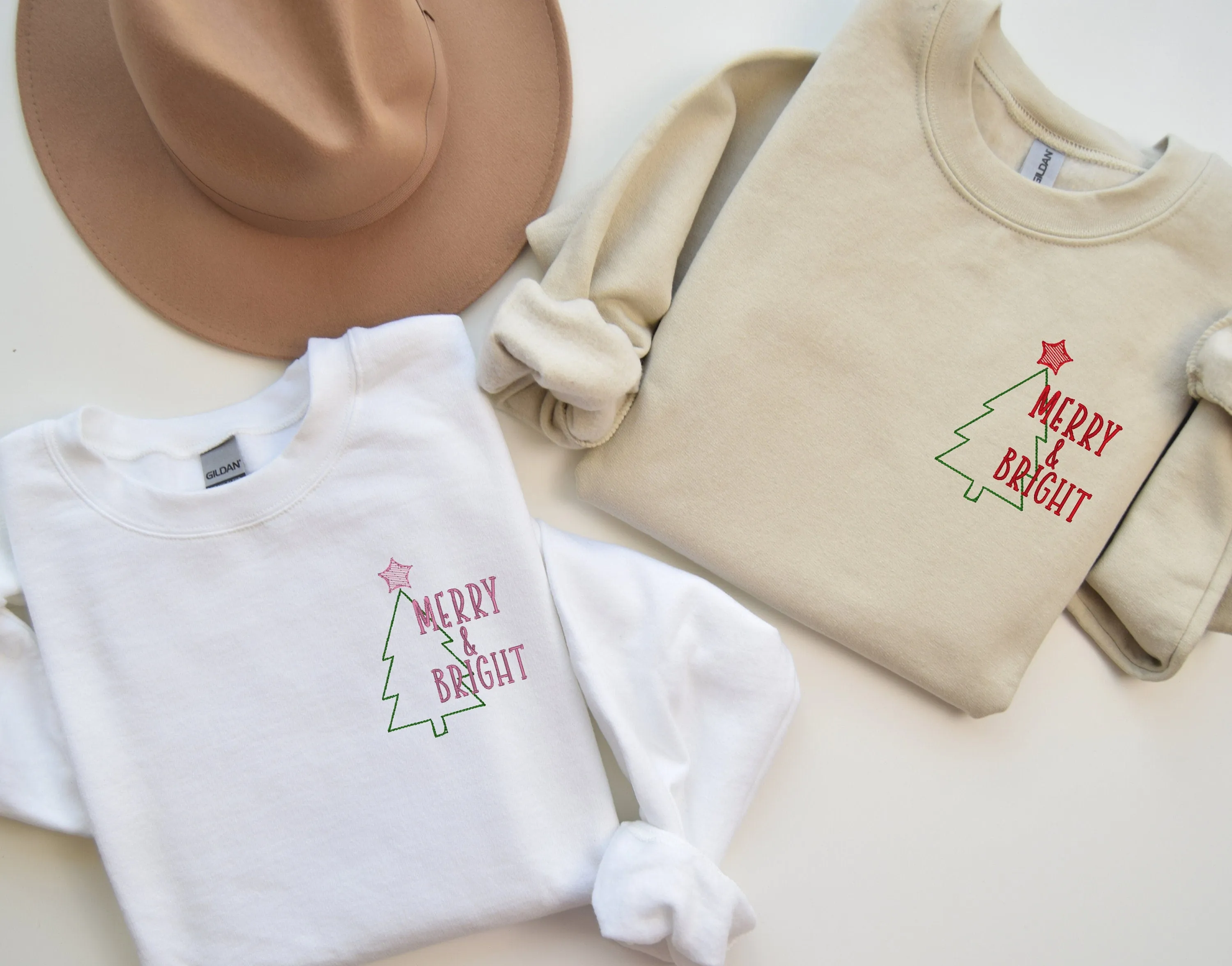 Merry & Bright Embroidered Christmas Crewneck