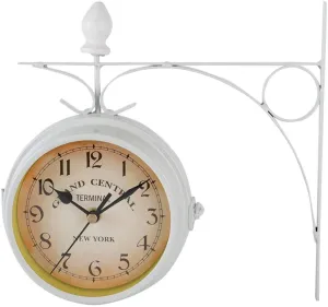 New Double Sided Wall Clock Wrought Iron Hanging Clocks, Quiet, Easy Read Retro Art Clock for Indoor Outdoor Garden Home Decoration