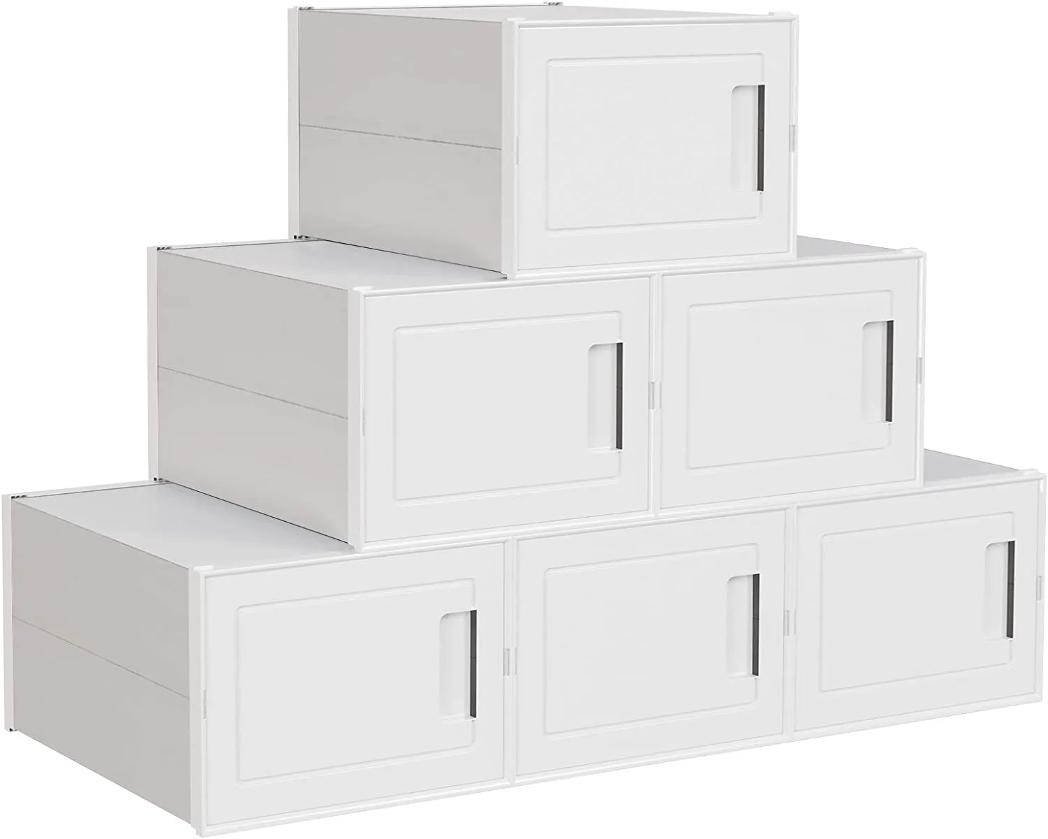 New SONGMICS shoe boxes, 6-piece set, shoe storage boxes, stackable, plastic boxes, for shoes up to size 9.5, white! Retails $129 