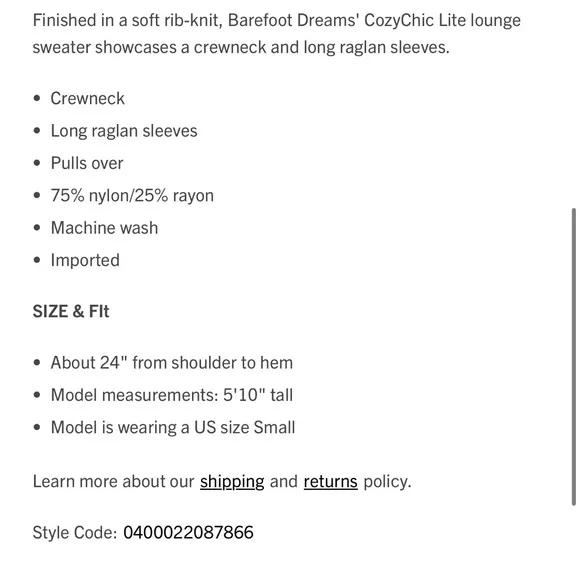 NWT barefoot dreams cozy CozyChic Lite rib blocked pullover crewneck sweater