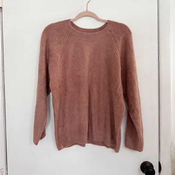NWT barefoot dreams cozy CozyChic Lite rib blocked pullover crewneck sweater