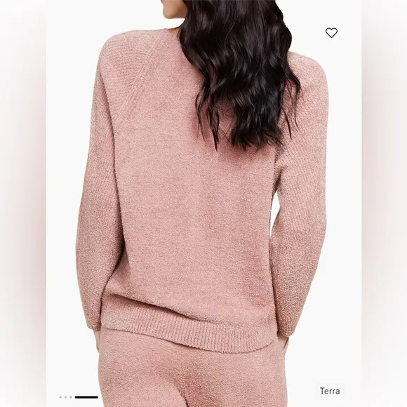 NWT barefoot dreams cozy CozyChic Lite rib blocked pullover crewneck sweater