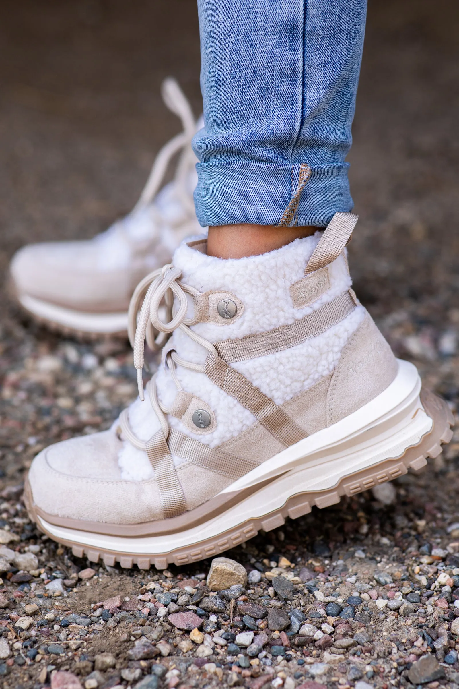 Oatmeal Micro Suede Boots With Sherpa