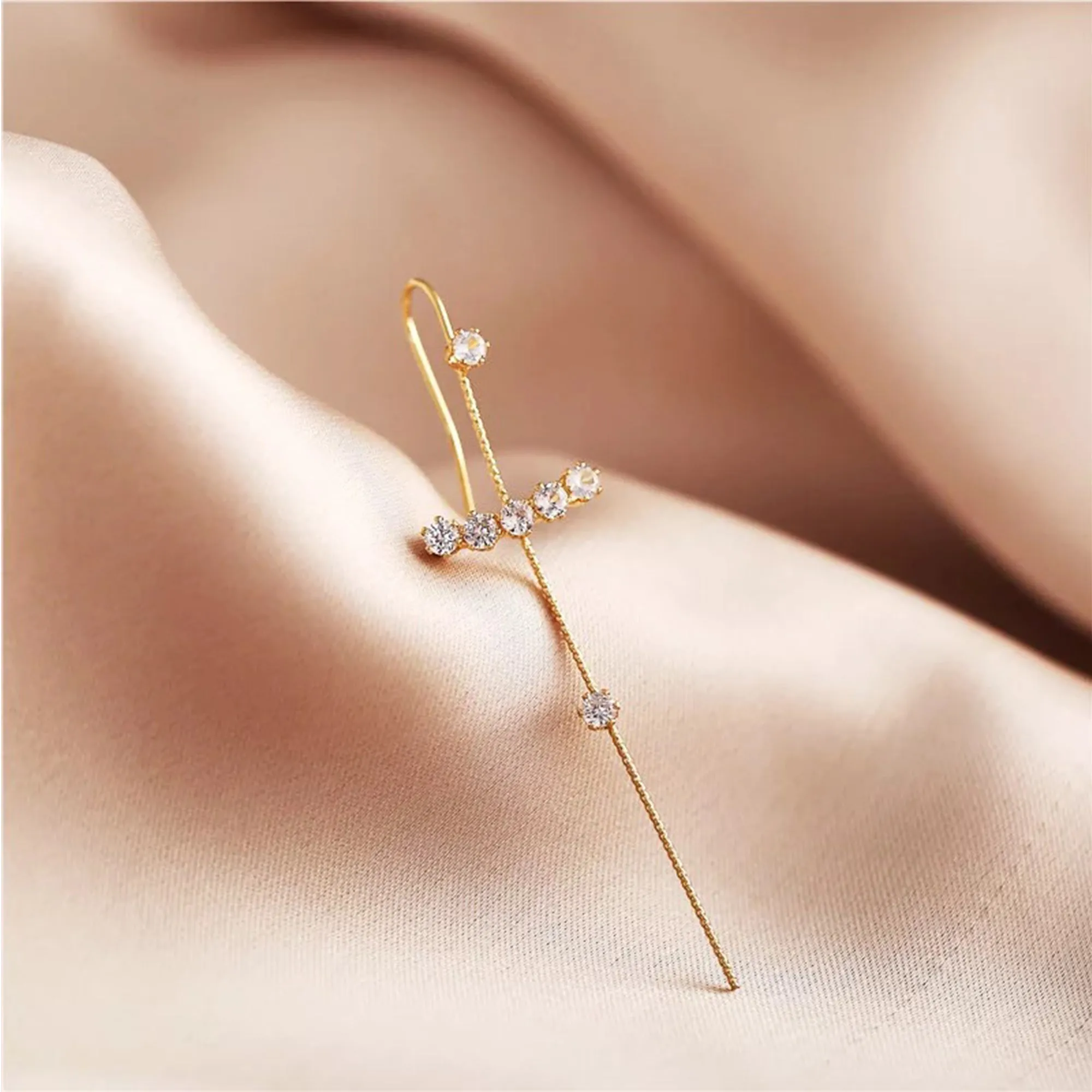 Pack Of 2 Gold Plated Zircon Studded Leaf Ear Cuff