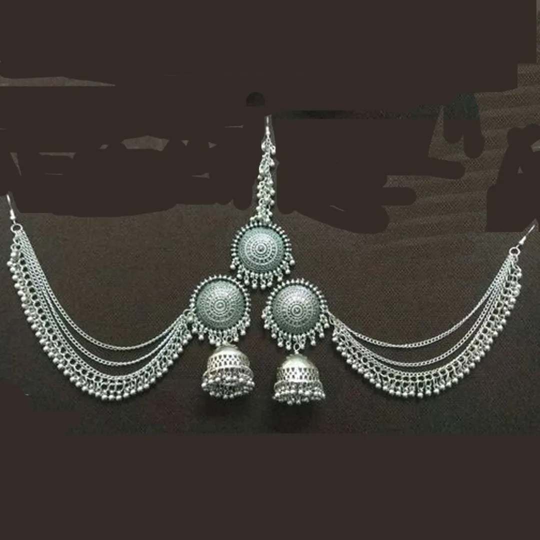 Pack of 2 Kashmiri Jhumka and Bahubali Earrings With Maang Tikka