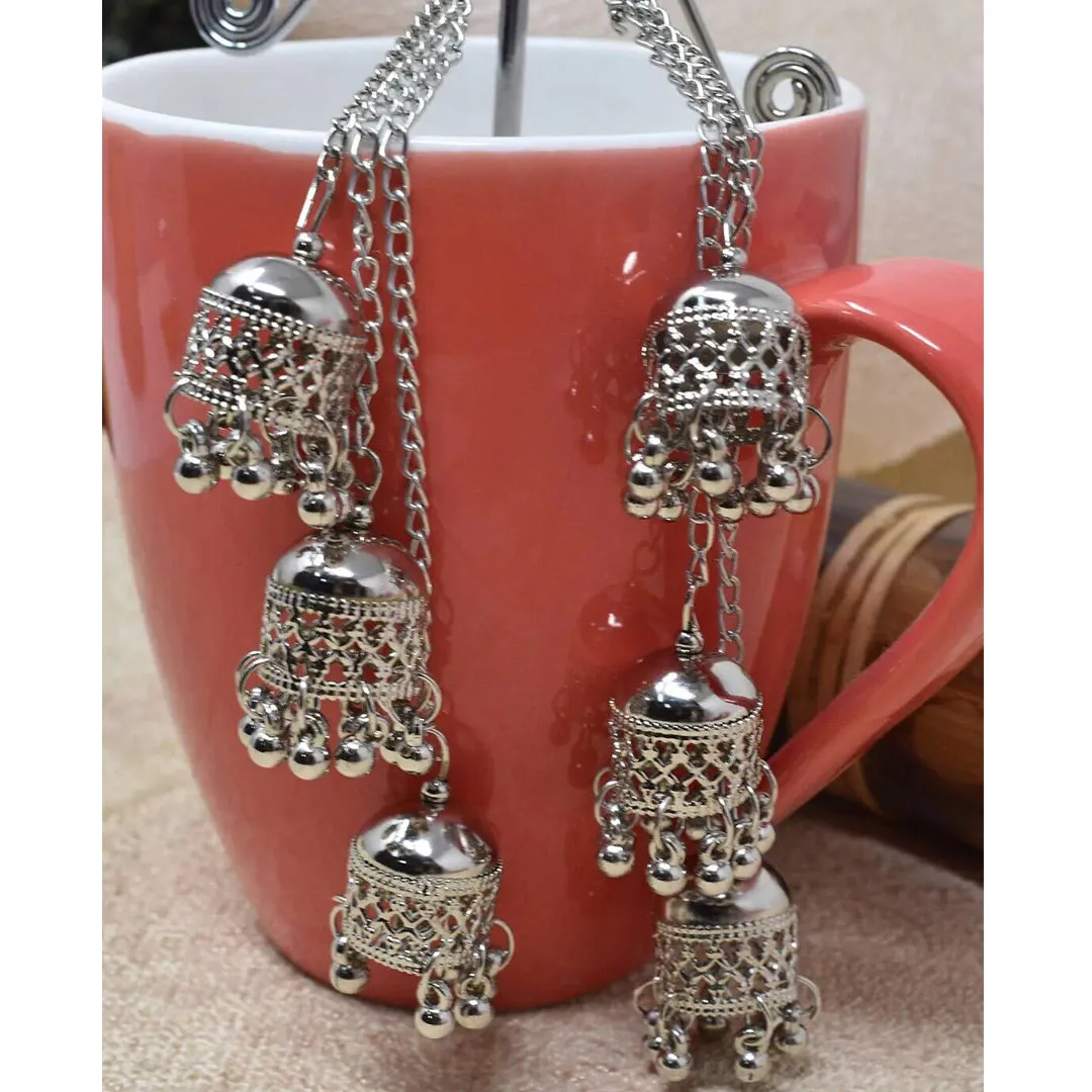 Pack of 2 Kashmiri Jhumka and Bahubali Earrings With Maang Tikka