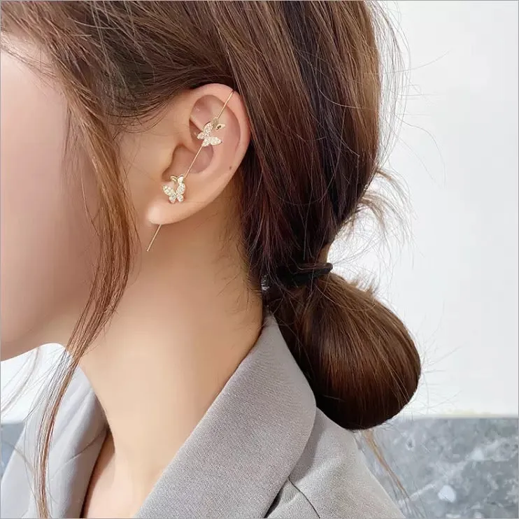 Pack Of 2 Studded Butterfly and Thunderbolt Ear Cuff
