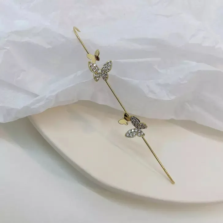 Pack Of 3 Studded Butterfly And Thunderbolt Ear Cuff