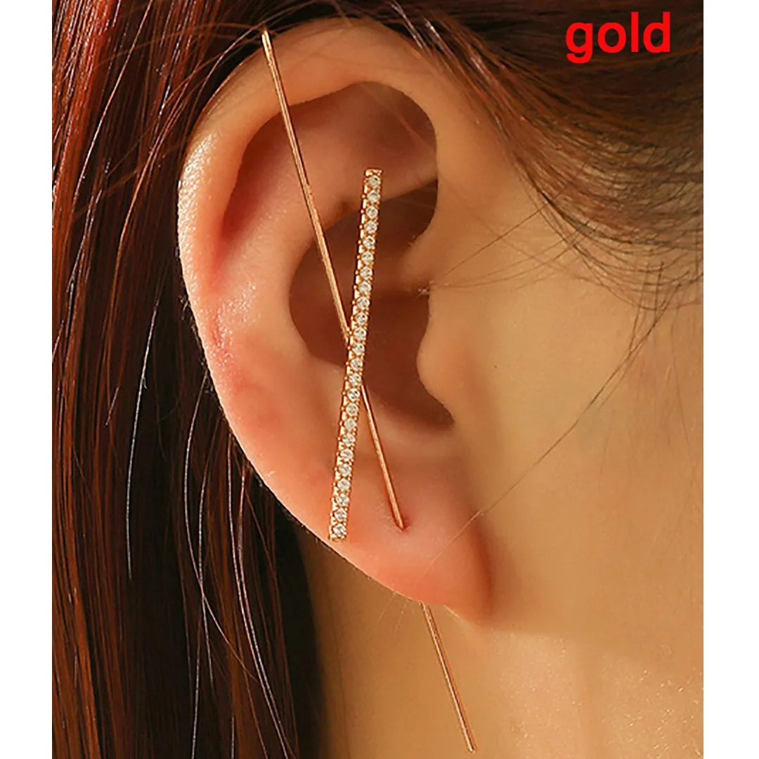 Pack Of 3 Studded Cross And Thunderbolt Ear Cuff