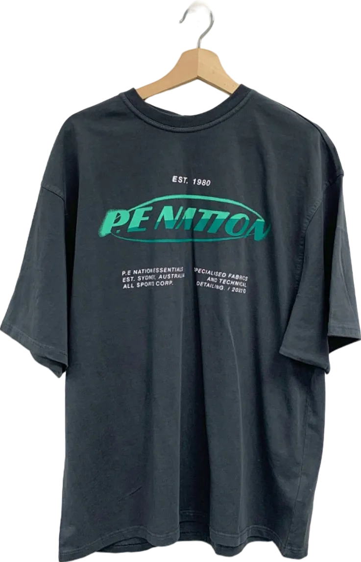 P.E Nation Washed Dark Shadow Two Pointer Tee UK S