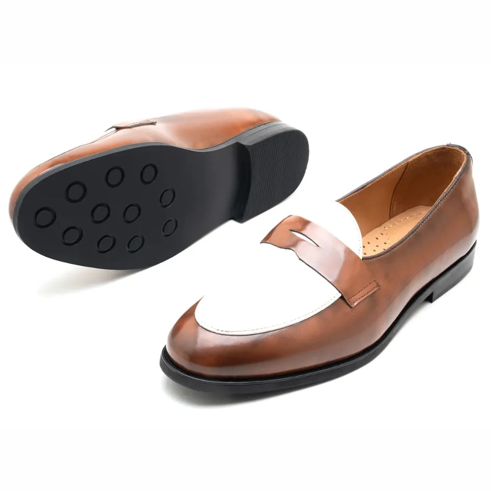 Pedro Gatsby Brown White Formal Loafers | Handmade