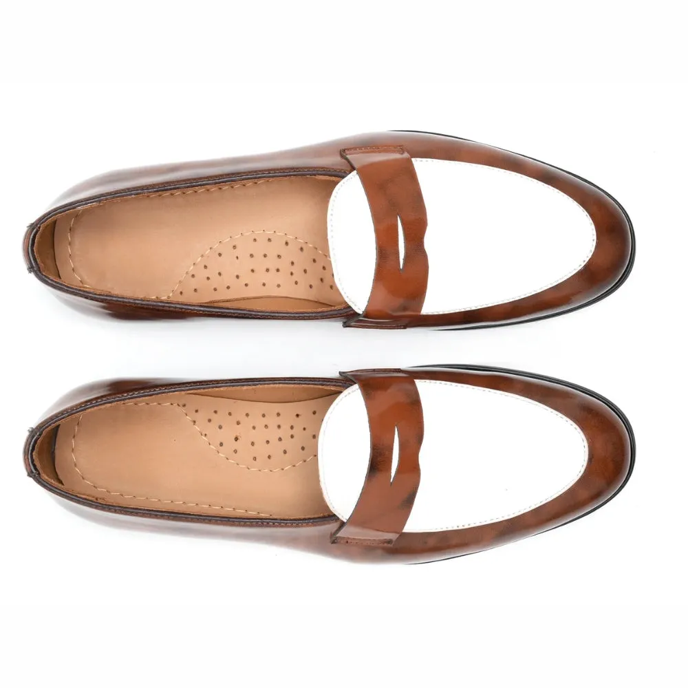 Pedro Gatsby Brown White Formal Loafers | Handmade