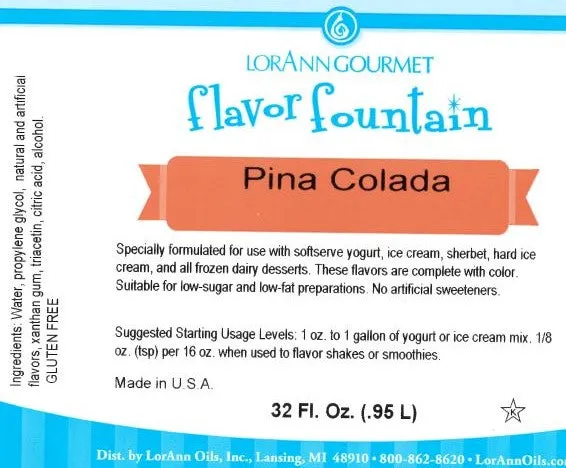 Pina Colada Flavor - 4 oz. - 32 oz. - Ice Cream and Beverage Flavors - LorAnn Oils - Canadian Distribution