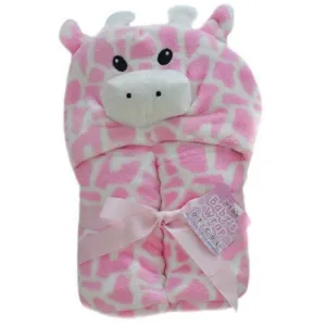 Pink Giraffe Hooded Wrap Blanket