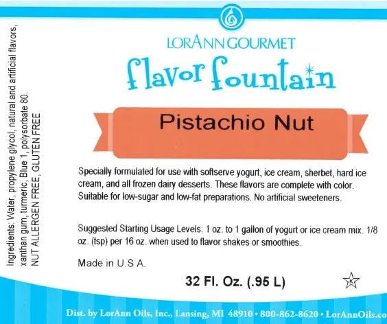 Pistachio Nut Flavor - 4 oz. - 32 oz. - Ice Cream and Beverage Flavors - LorAnn Oils - Canadian Distribution