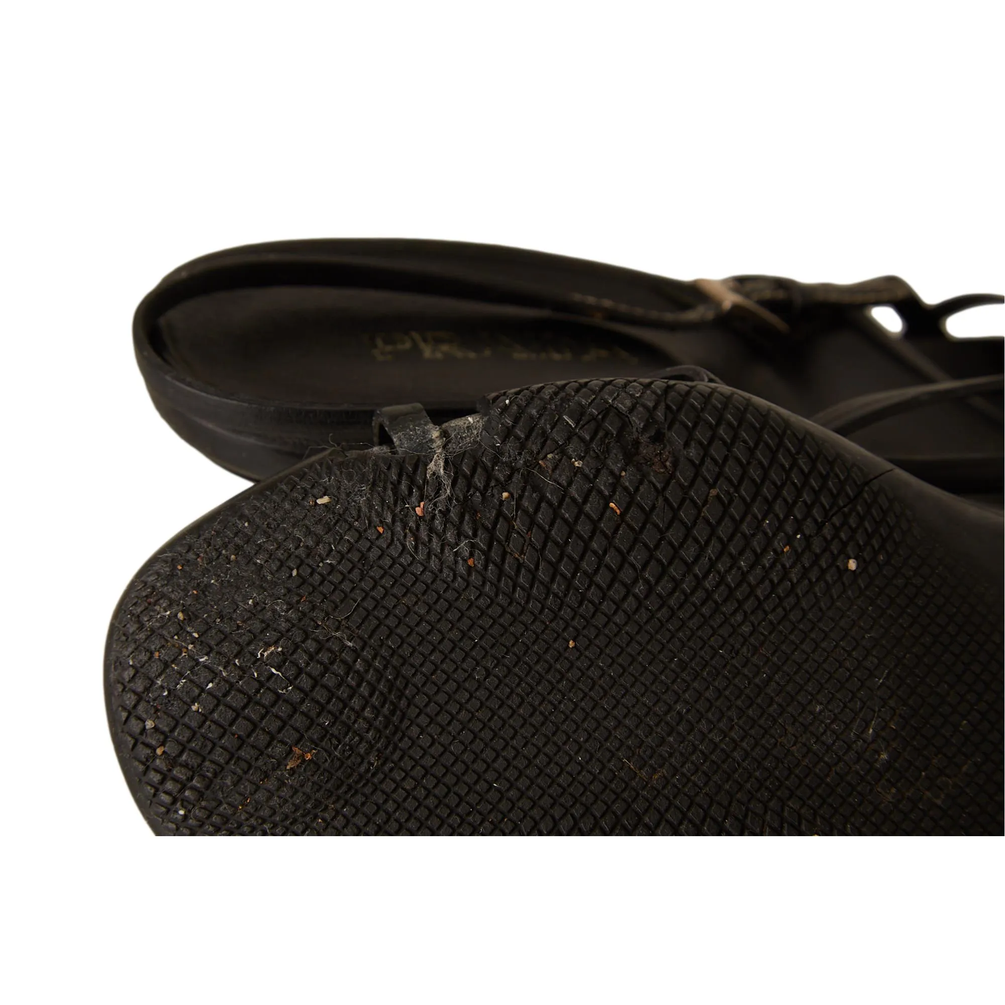 Prada Black Contrast Stitch Buckle Heels