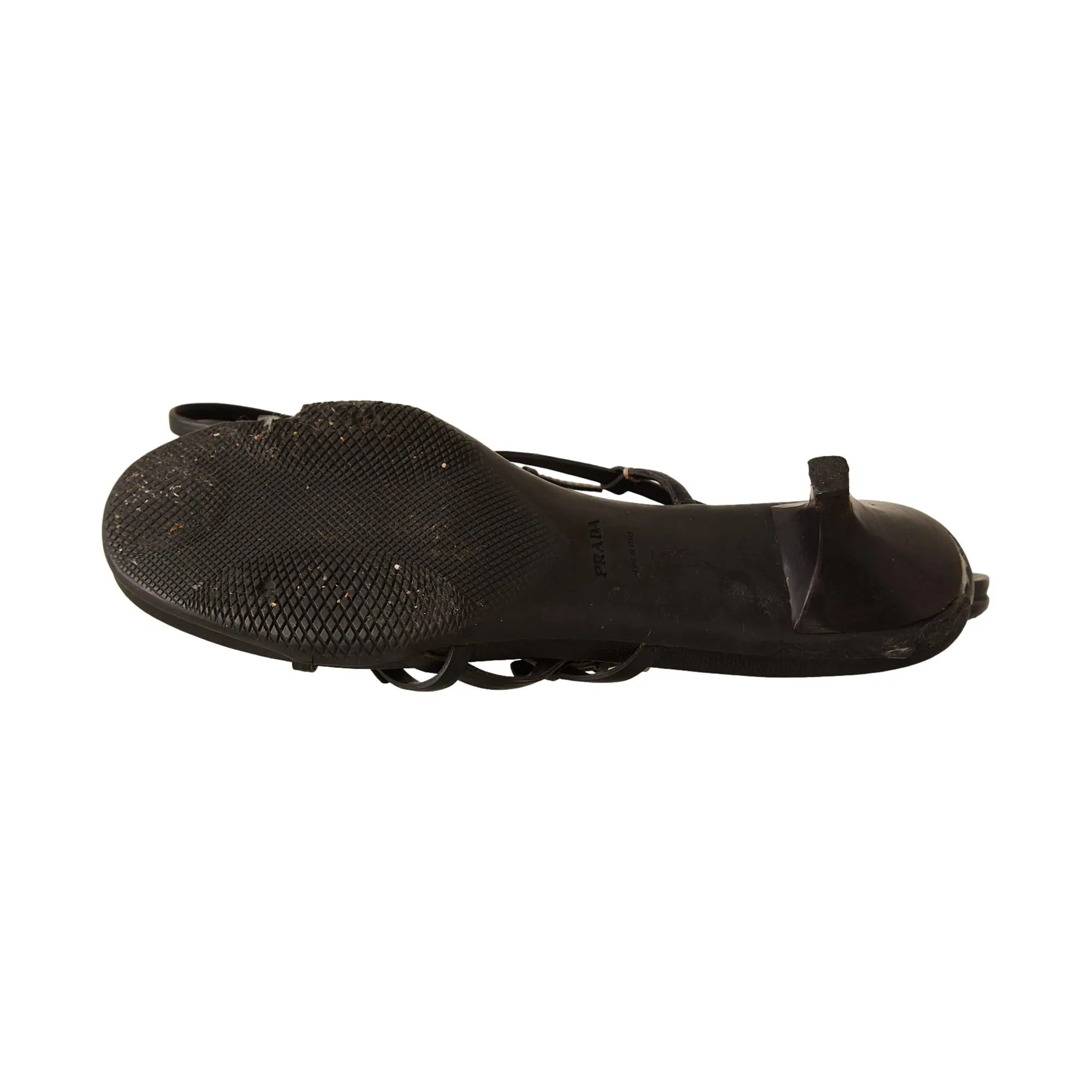 Prada Black Contrast Stitch Buckle Heels
