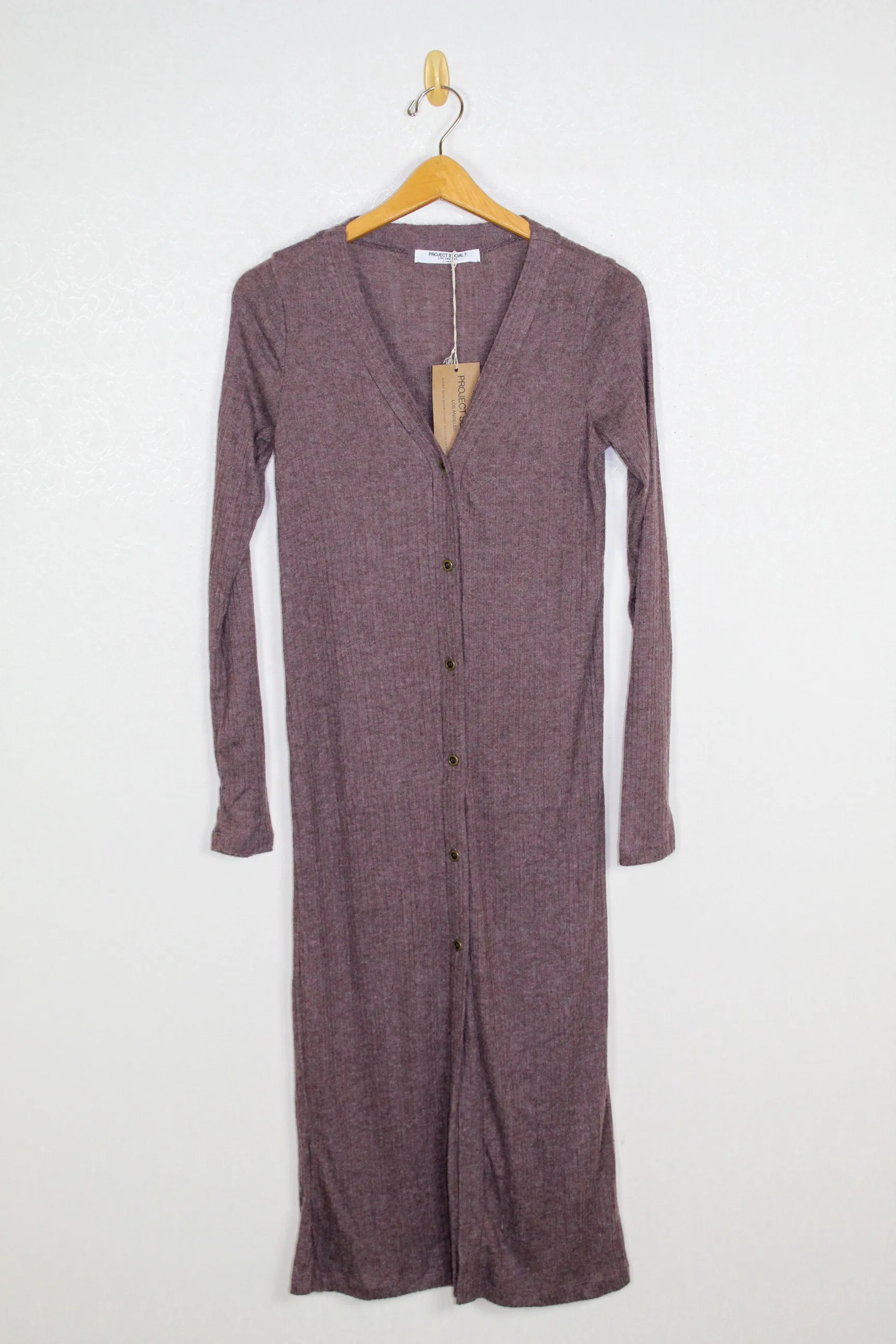 Project Social T Slumbered Heathered Cozy Rib Maxi Cardi