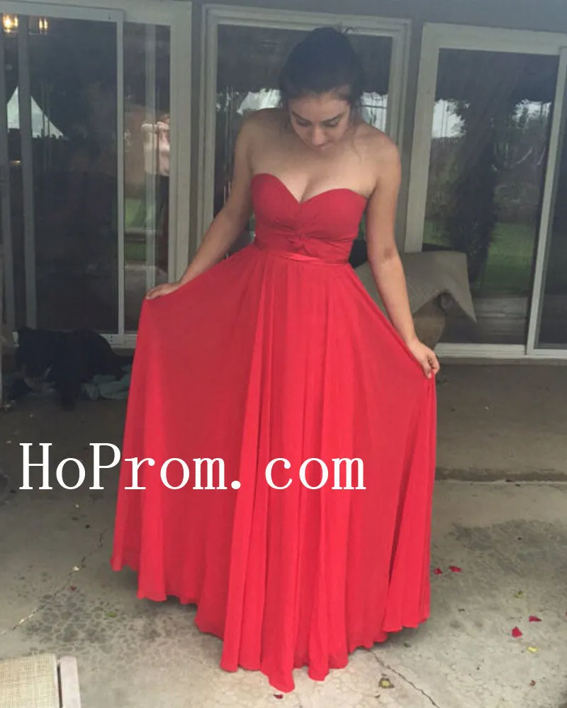 Red Chiffon Prom Dresses,A-Line Prom Dress,Evening Dress
