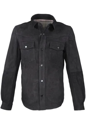 Regency Bonded Suede Shirt Jacket Navy