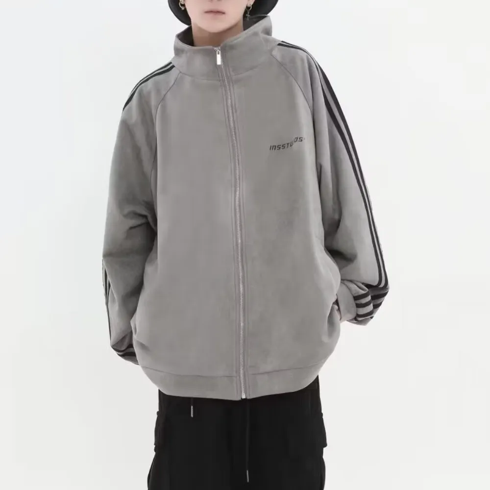 Regular Striped Suede Jacket